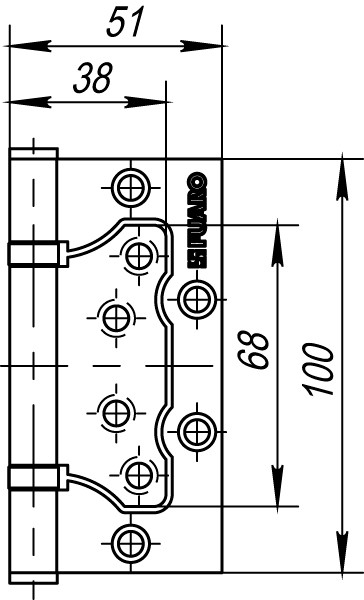 Петля универсальная Fuaro (Фуаро) без врезки 500-2BB 100x2,5 CF (кофе)