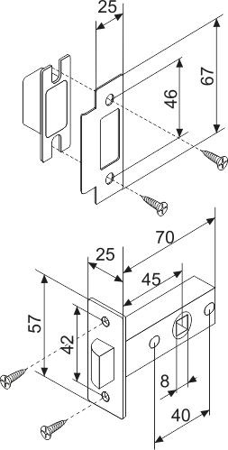 Защелка врезная Fuaro (Фуаро) PLASTIC P12-45-25 WH белый