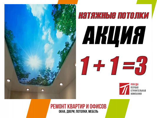 Натяжные потолки 1+1-3